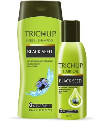 Trichup Black Seed Hair Oil 100ml & Shampoo 200ml | Prevents Premature Greying, Strengthens & Nourishes Hair
