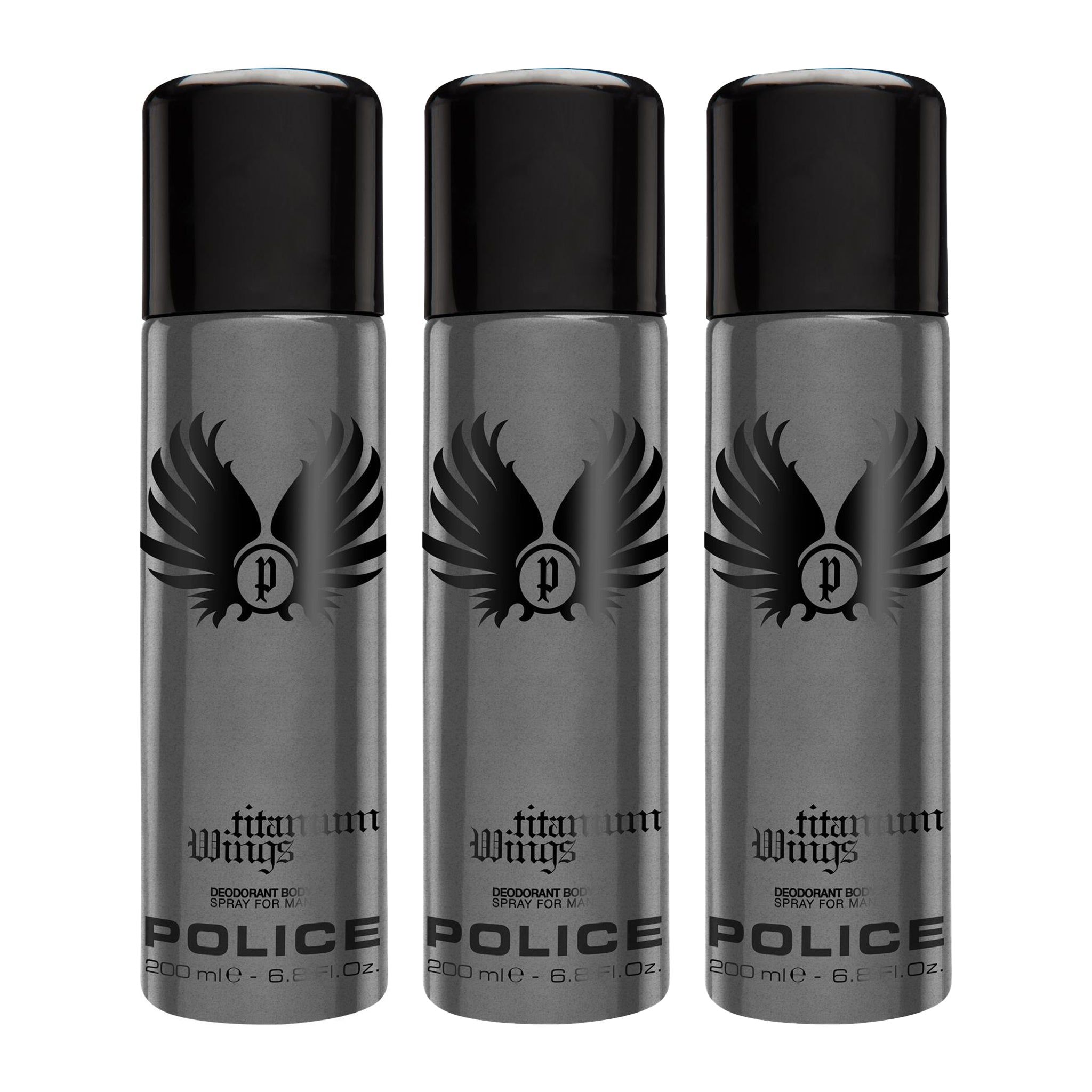Police Wings Titanium Deodorant Spray 200ml (Pack of 3)