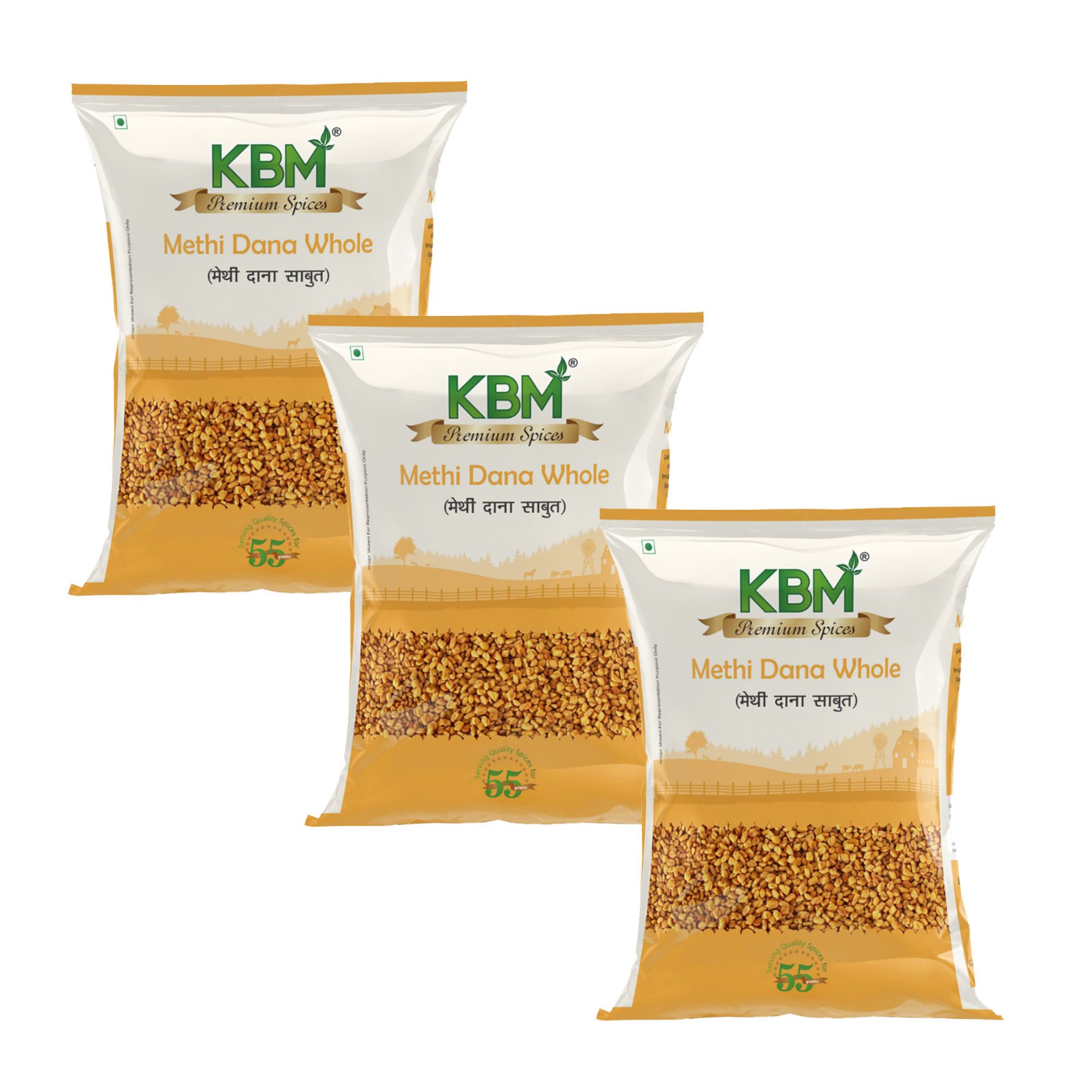 KBM Premium Spices Methi Dana Whole, 100 gm - Pack of 3