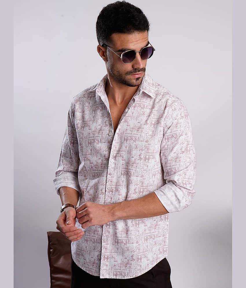 IVOC 100% Cotton Regular Fit Printed Full Sleeves Men's Casual Shirt - Peach ( Pack of 1 )