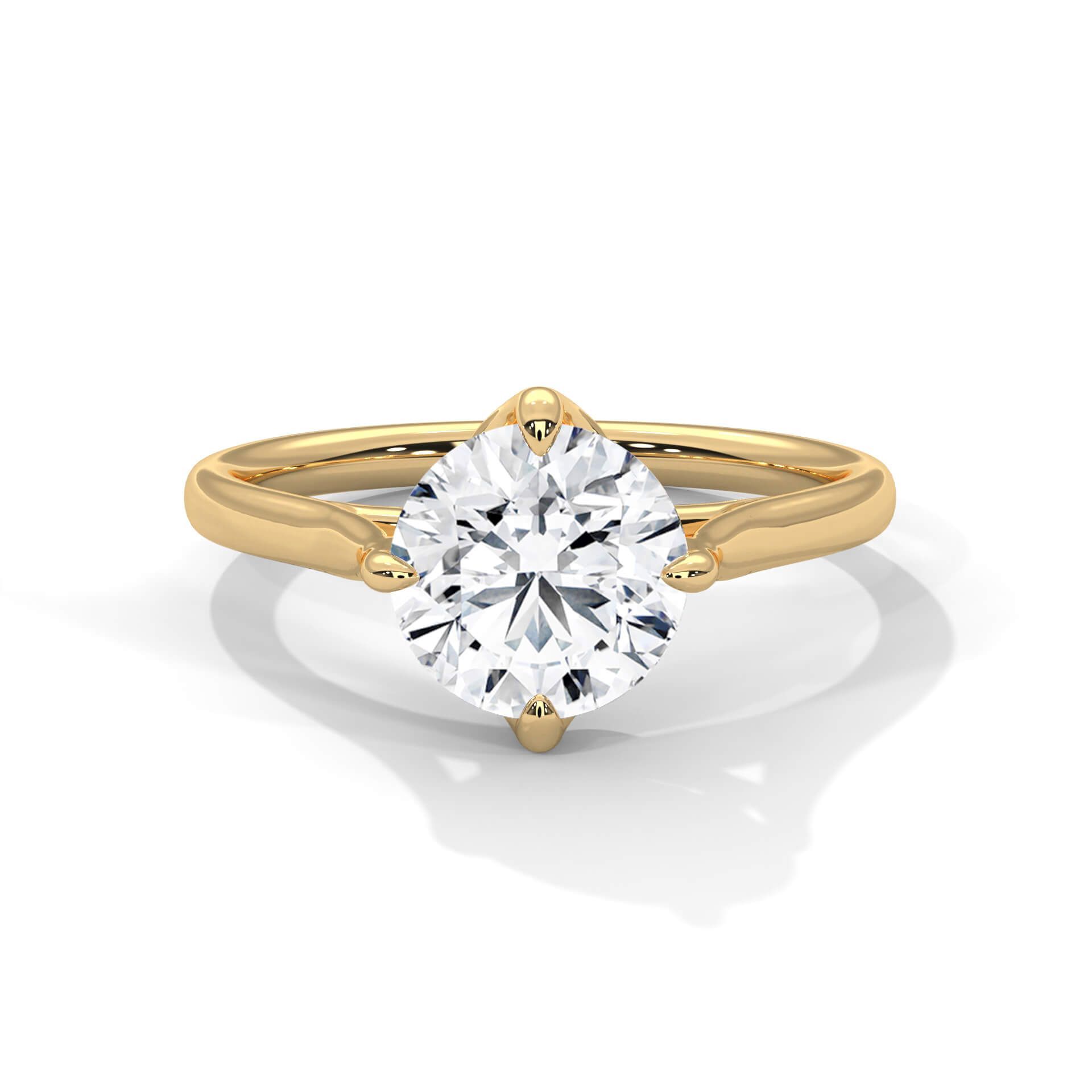 Kai 2 Carat MOISSANITE Solitaire Silver Ring | 22KT Gold Vermeil-12 / Yellow Gold