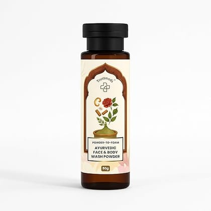 Trustmeds Ayurvedic Face & Body Wash Powder, Powder-to-Foam, 50g