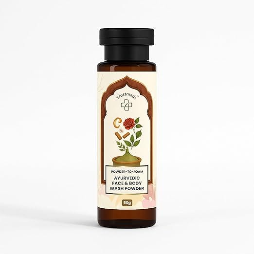 Trustmeds Ayurvedic Face & Body Wash Powder, Powder-to-Foam, 50g