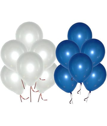 Solid Metallic Balloons  (White, Blue Pack of 100)
