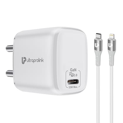 33W Power Delivery GaN charger with Type C port + C2L PD Cable (1m) UM1102L
