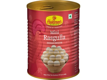 Haldiram's Mini Rasgulla Tin Sweets - 500 Gm - Pack of 2