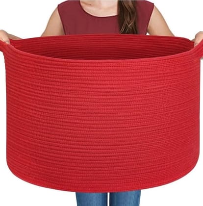 Generic Cotton Pack Of_1 14x12 Inch Storage Basket For Clothes With Out Lid (Red)-PID66464