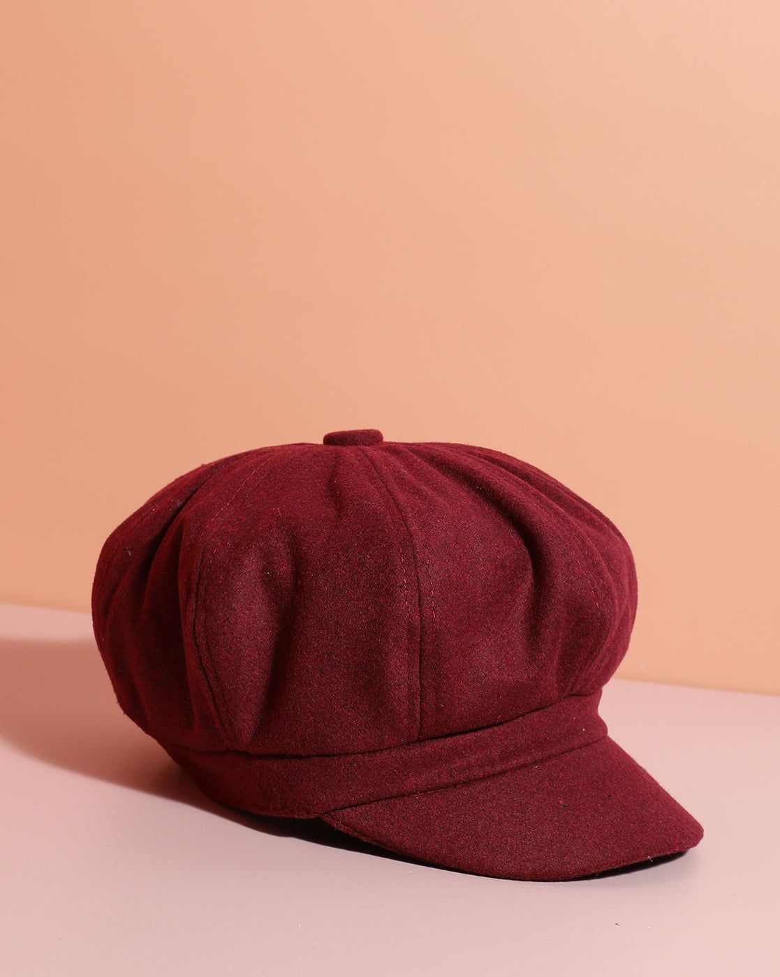 Solid Maroon Vintage Newsboy Cap-Hat