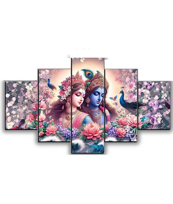 SNDArt Set Of 5 Radha Krishna Wall Paintings For Living Room Gift Items 18 x 30 inch