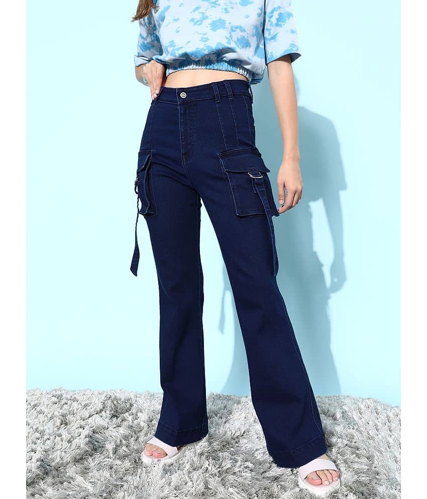 Dolce Crudo - Navy Blue Denim Bootcut Women's Jeans ( Pack of 1 )