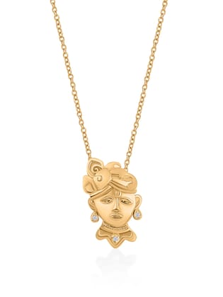 Golden Shreenathji Pendant With Chain