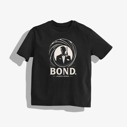 "james bond" Inspired T-Shirt - Round Neck Drop Shoulder Graphic Printed Oversized Cotton T-shirt-S / Black