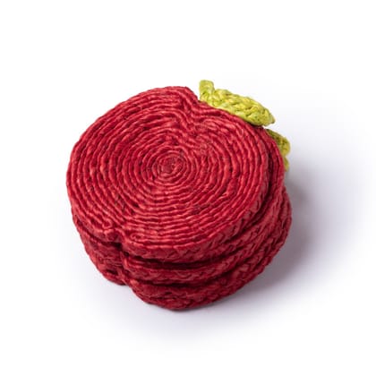 Eco-Friendly Apple Design Jute Coaster Set Of 6