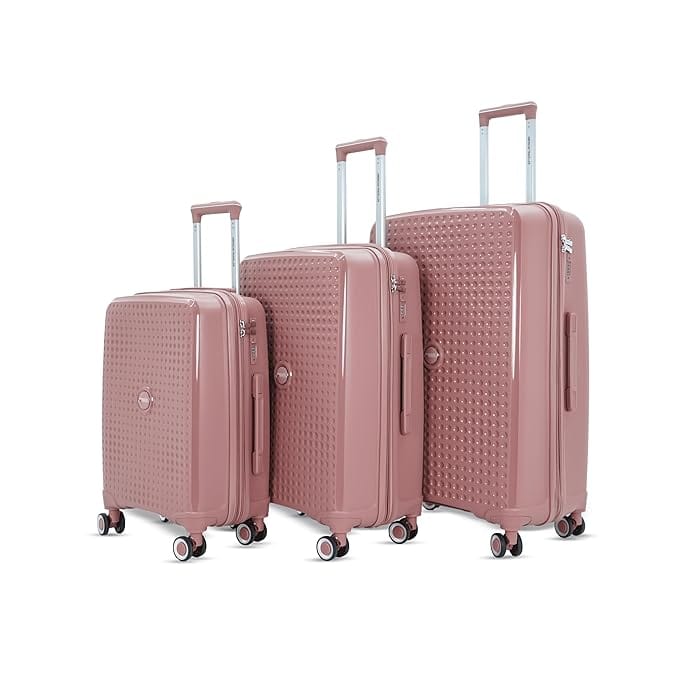 AMERICAN TRAVELLER Tourispro 2.0 Trolley Bags Lightweight Set of 3 Large and Expandable Suitcase Hardshell Polypropylene Travel Luggage Bag with TSA Type Lock & 8 Disc Wheels. (3, Dusty Rose (Pink))