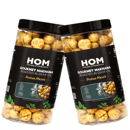 GOURMET MAKHANA Roasted in Olive Oil | Flavors Pudina Masala | Combo Of 2, 65g Each. - 130 gm
