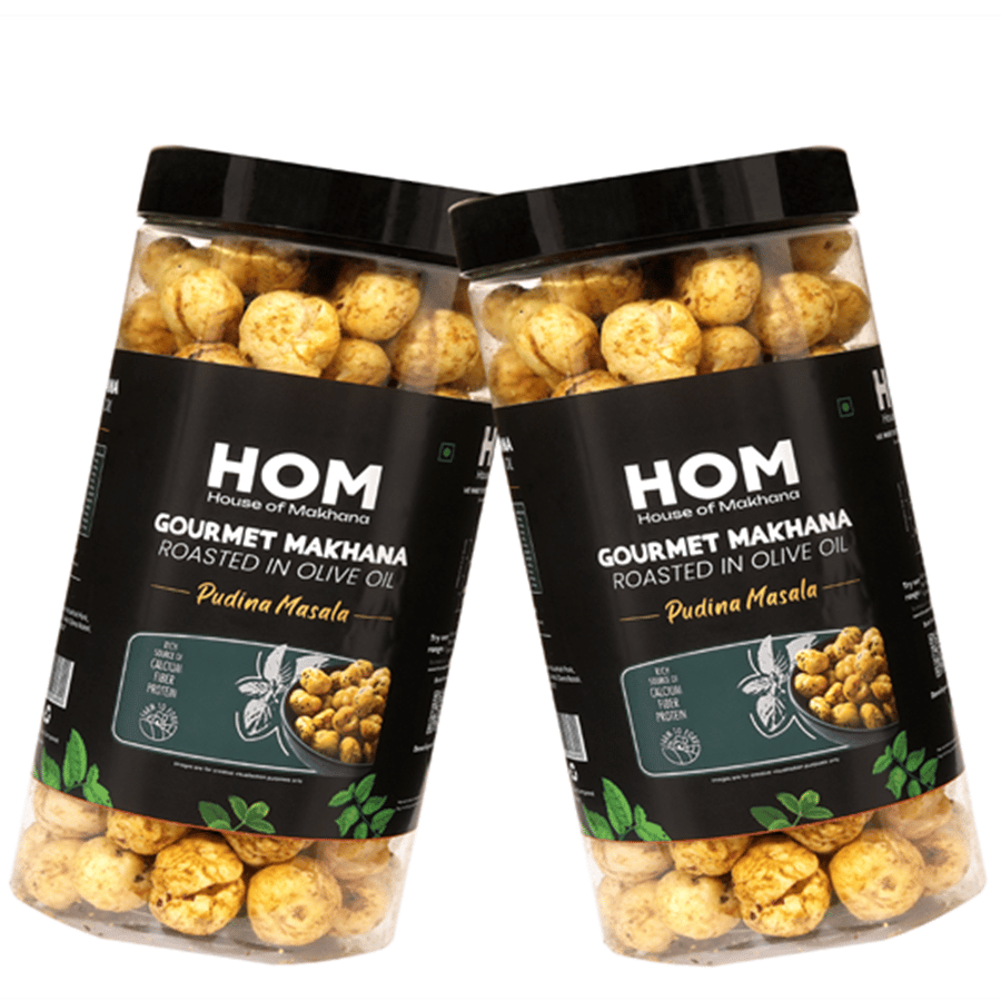 GOURMET MAKHANA Roasted in Olive Oil | Flavors Pudina Masala | Combo Of 2, 65g Each. - 130 gm