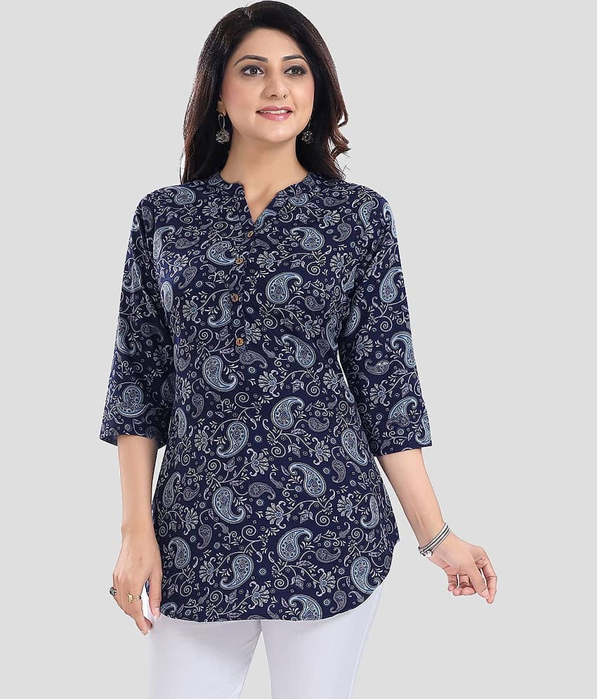 Meher Impex - Blue Crepe Women's Tunic ( Pack of 1 )