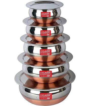 Classic Essentials Handi Set Non Coated Stainless Steel Handi Set Heavy Bottom with Steel Lid 20 cm Diameter 3.5 Ltr