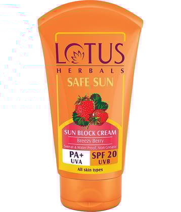 Lotus Herbals Safe Sun Sun Block Cream Pa+ Spf,20 100G
