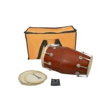 Wooden Dholak Indian Folk Musical Instrument Nuts - Bolt Drum Dholak With Cover