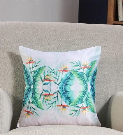Koko Decorative Polyester Cushion Cover - 16 x 16 inch Textured Green Design | Soft Square Pillow Covers for Bed, Sofa, and Chair | Set of 1