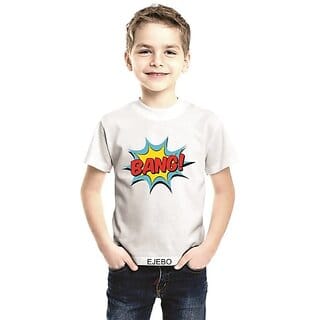 Boys Cartoon/Superhero Cotton Blend T Shirt (White, Pack of 1)