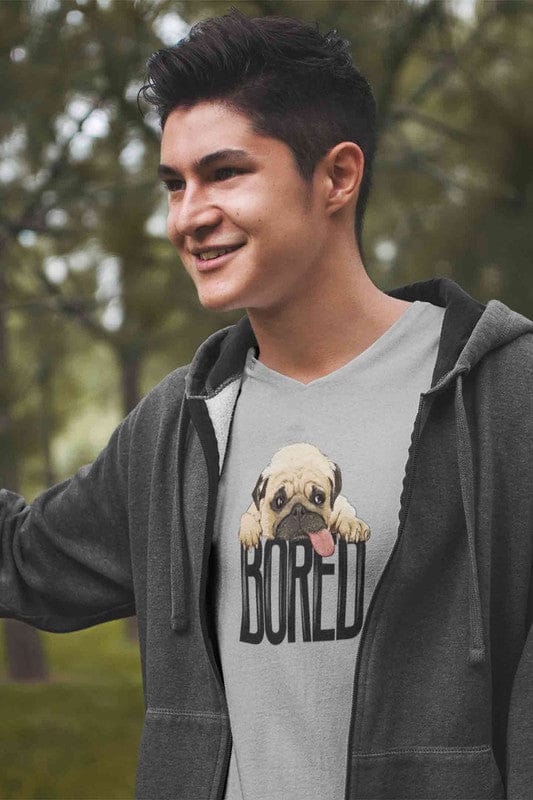 V Neck T-Shirt (Men) - Bored Pug Baby (2 Colours)