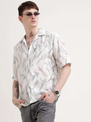Unique vision blue crochet oversized shirt-M