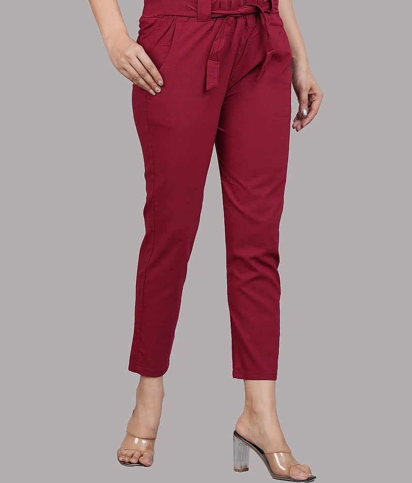 Yash Gallery - Maroon Lycra Regular Women's Casual Pants ( Pack of 1 )