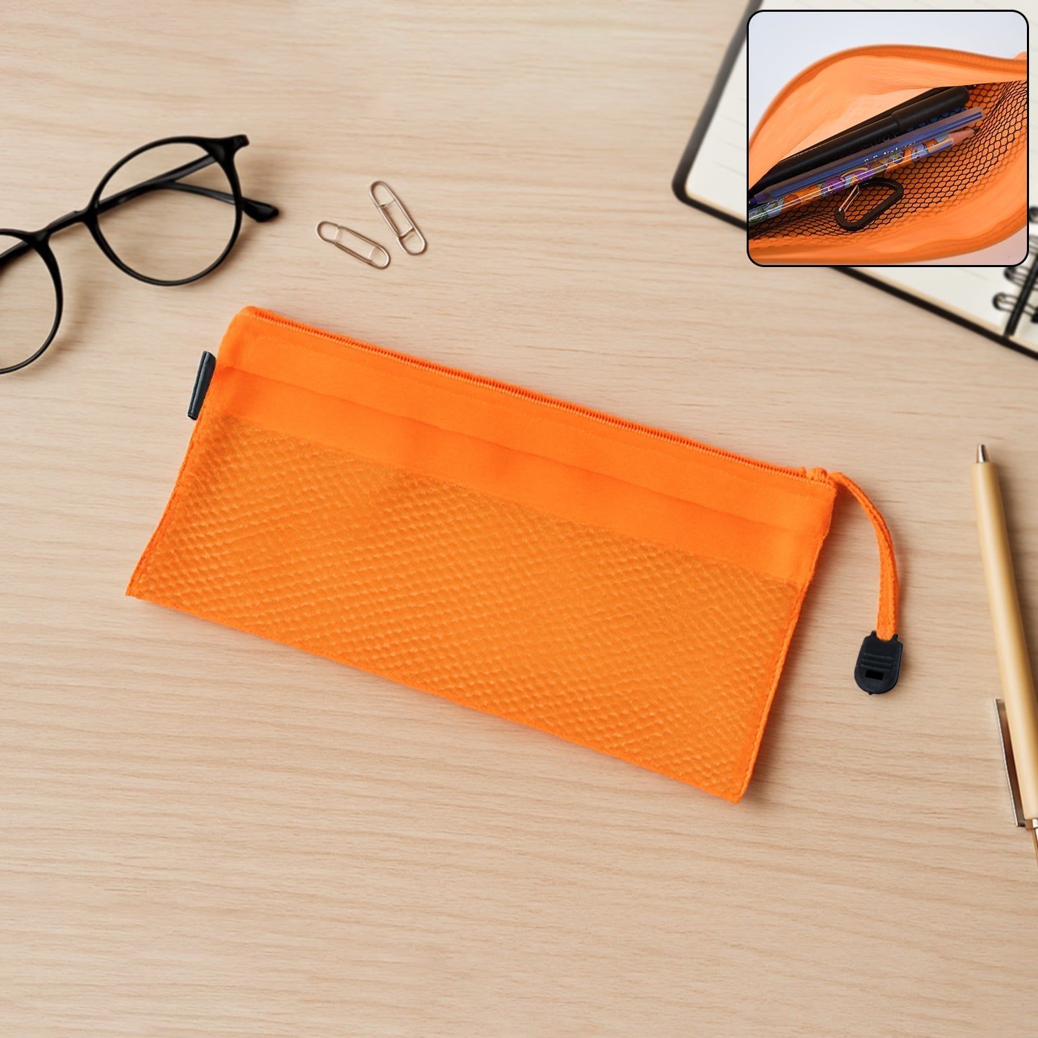 Zipper Mesh Pouch Multipurpose Travel Bag for Cosmetics Makeup Offices Supplies