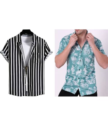 Bluedove Elastane Regular Fit Printed Half Sleeves Men's Casual Shirt - White ( Pack of 2 )