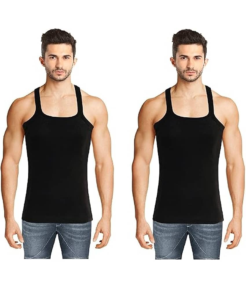 INNERO Pack of 2 Cotton Gym Vest For Men ( Black )