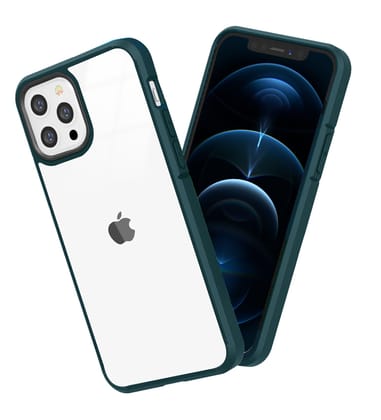 Ice Crystal Series Hybrid Scratch-Resistant Transparent PC Military Grade TPU Back Case for Apple iPhone 12 Pro, 6.1 inch, Military Green