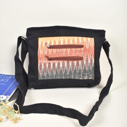 Multi Pocket Canvas Purse With Ikat Fabric