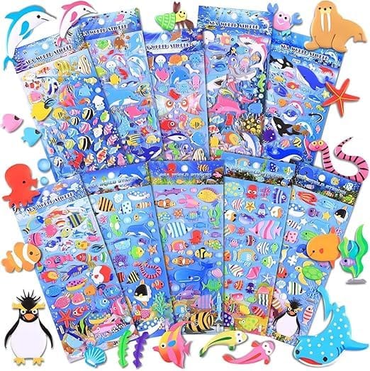 PACK OF 4 | 3D Puffy Stickers for Birthday Return Gift -39 per pc- (Prepaid Only)-Sea animal