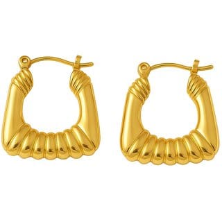 kimti 18K Gold Plated Pave Thick Hoop Anti Tarnish Earring