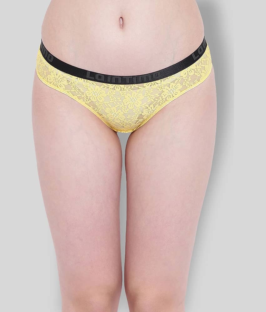 La Intimo Nylon Printed Women's Briefs ( Yellow )