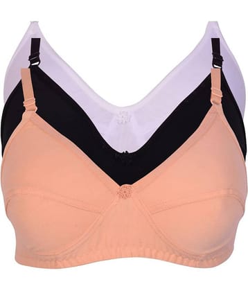 Kiran Enterprises Pack of 3 Cotton Non Padded Women's Minimizer Bra ( Black )