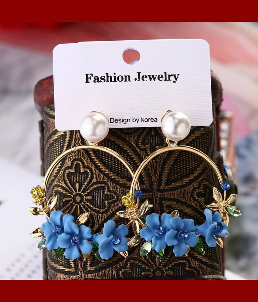 YouBella Jewellery Earrings for women stylish Latest Design Floral Resin Earrings for Girls and Women (Blue)
