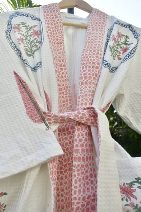 Pink love in Hexagon Waffle Bathrobe : Luxury & comfort