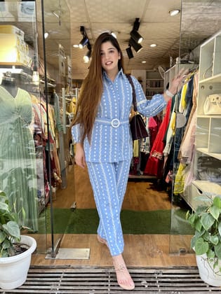 Noorie Blue Schiffli Cordset-3XL