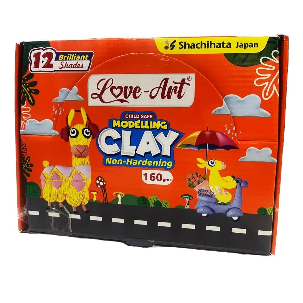 Artline Love-Art Modelling Clay of 12 Different Color Bars in 160 GMS | Children for Various Creative Projects (Motor Skill Development)