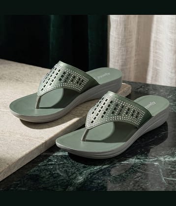 Ajanta EL1016 Olive Women's Open Toe Flats