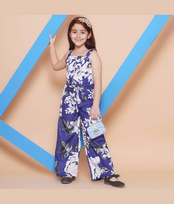 Arshia Fashions Pack of 1 Girls Crepe Top With Palazzo ( Blue )