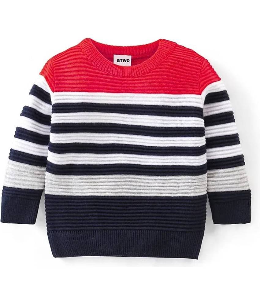 GTwo Pack of 1 Boys Woollen Blend Pullover Sweater ( Red & Black )