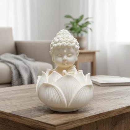 Decor White Lotus Buddha Idol Showpiece Decorative Figurine for Living Room Office Desk Meditation Room Tabletop Decor White Lotus Buddha Idol Showpiece Decorative Figurine for Living Room Office Desk Meditation Room Tabletop