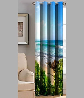 BELLA TRUE Printed Semi-Transparent Curtain 7 ft Pack of 1 Multicolor
