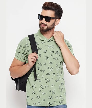 VERO AMORE Pack of 1 Cotton Blend Regular Fit Printed Half Sleeves Men's Polo T Shirt ( Mint Green )