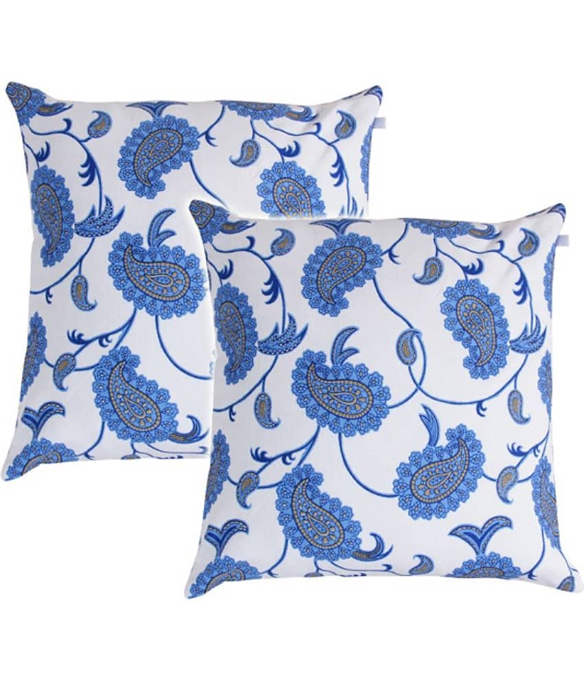 Zubix Blue Cotton Cushion Covers - Set Of 2