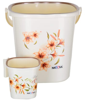 Nayasa Funk Bathroom Set 2 Pieces, Bucket (25 Litres, Mug, 1.5 Liters Off White, Bathroom Accessory Set(Plastic